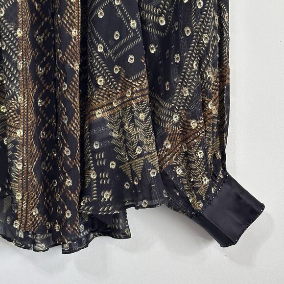 Camilla Ragland Blouse S‎ Cobra King Button Front Long Sleeve Party Luxury Sheer - Picture 2 of 14